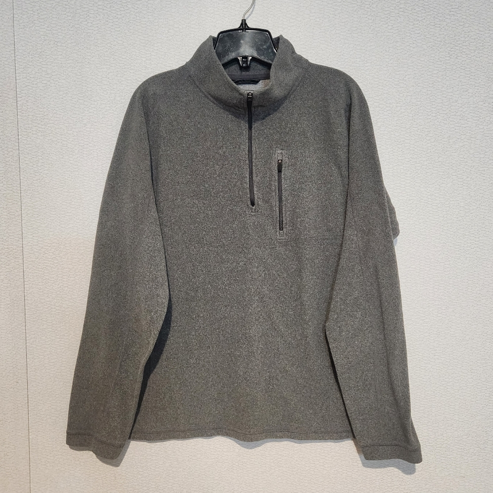 L.L. Bean Mens Trail Fleece Quaterzip Pullover Gray Large Traditional Fit